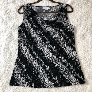 Liz Claiborne Womens Black/White Stretch Casual Tank Blouse Size M